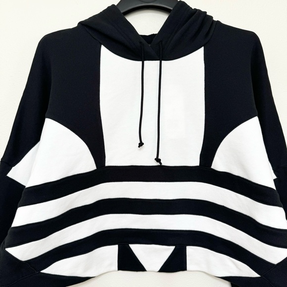 ADIDAS Oversized Large Logo Hooded Dolman Sleeves Boxy Cropped Sweatshirts, S-L - Picture 5 of 13